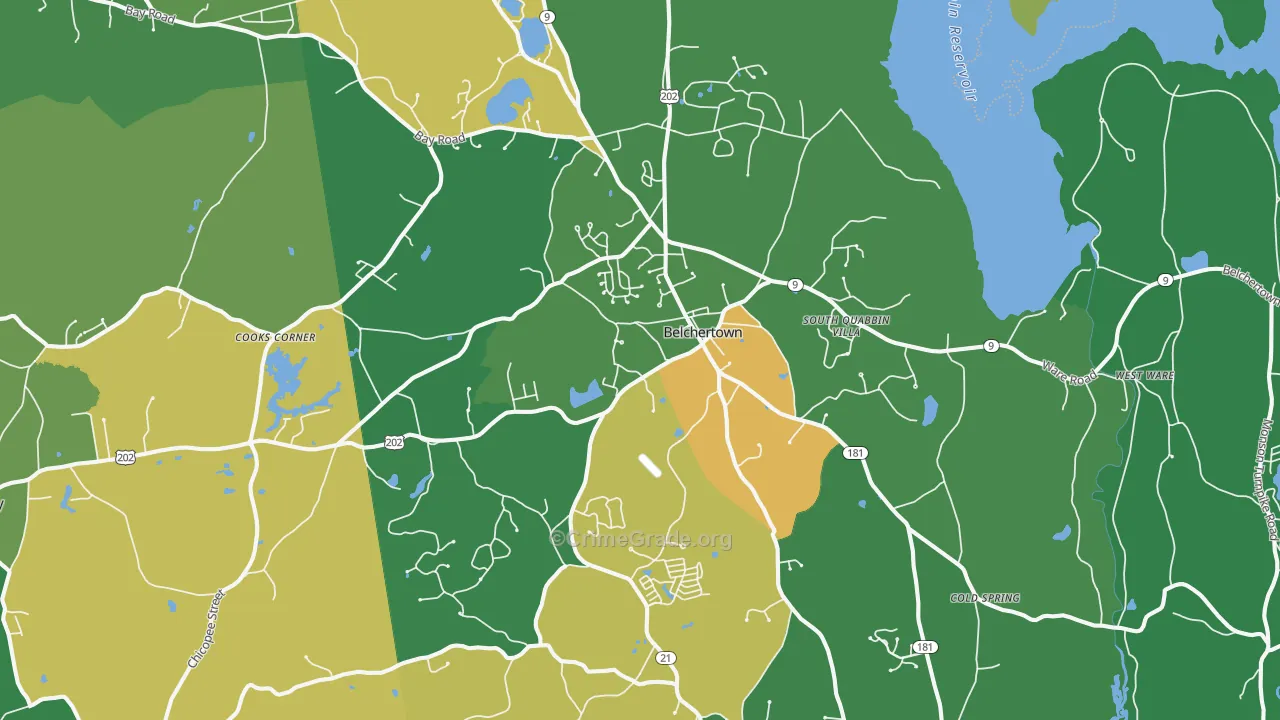 Belchertown, MA Map of Vandalism Rates