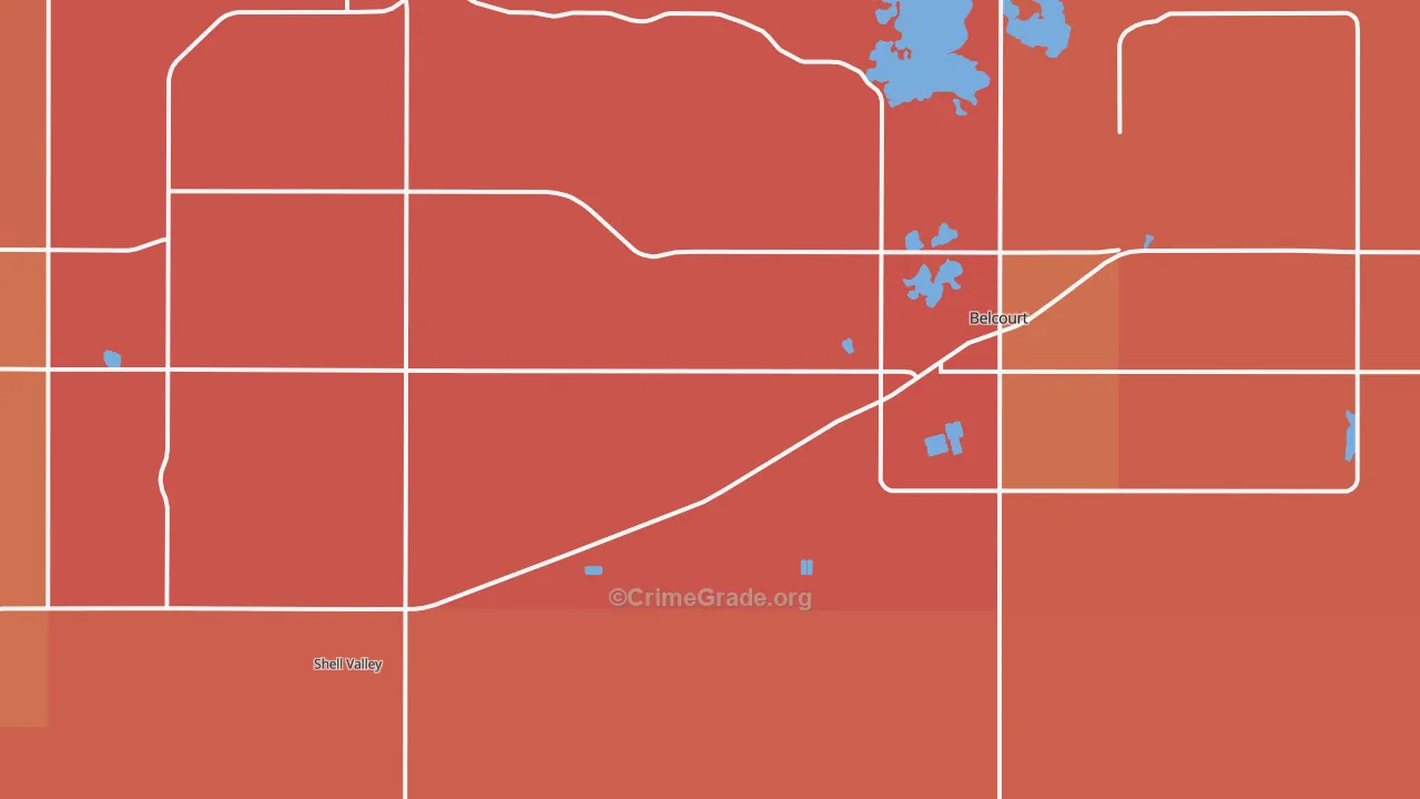 Belcourt, ND Map of Vandalism Rates
