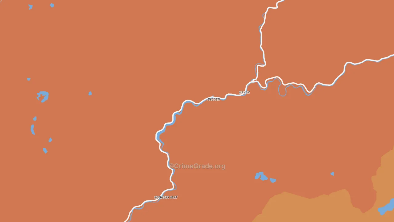 Belden, CA Map of Vandalism Rates