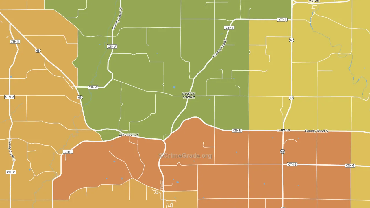 Beldenville, WI Map of Vandalism Rates