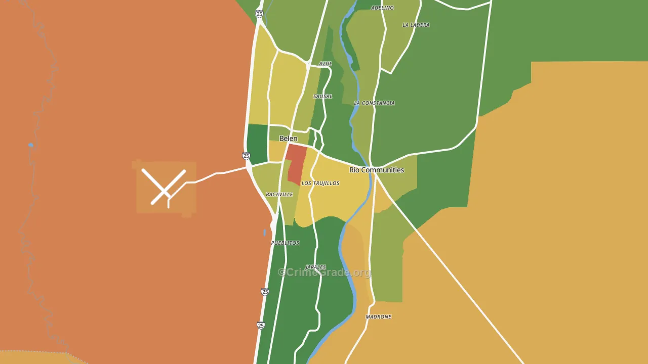Belen, NM Map of Vandalism Rates