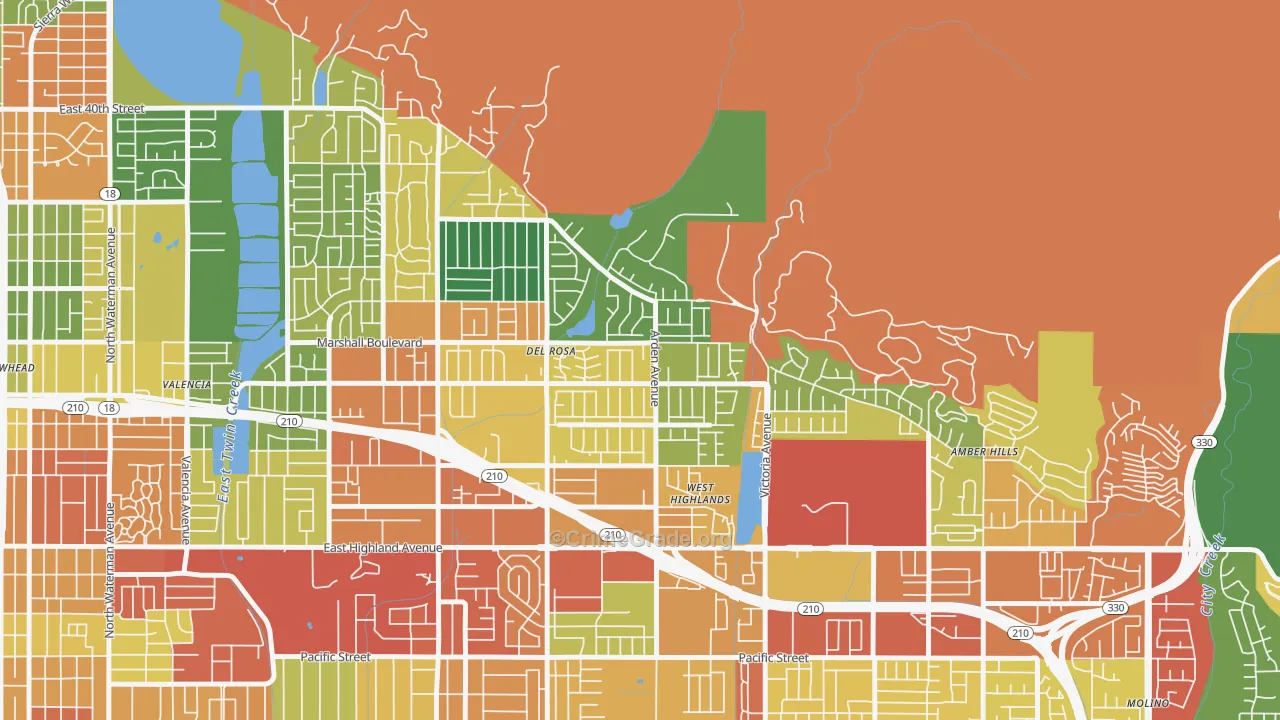 Belevedere, San Bernardino, CA Map of Vandalism Rates