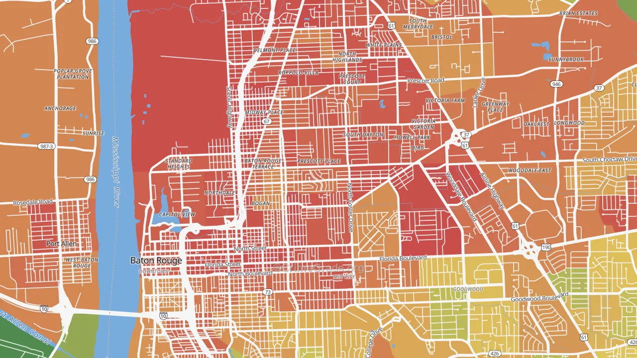 Belfair, Baton Rouge, LA Map of Vandalism Rates