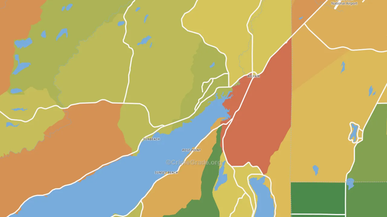 Belfair, WA Map of Vandalism Rates