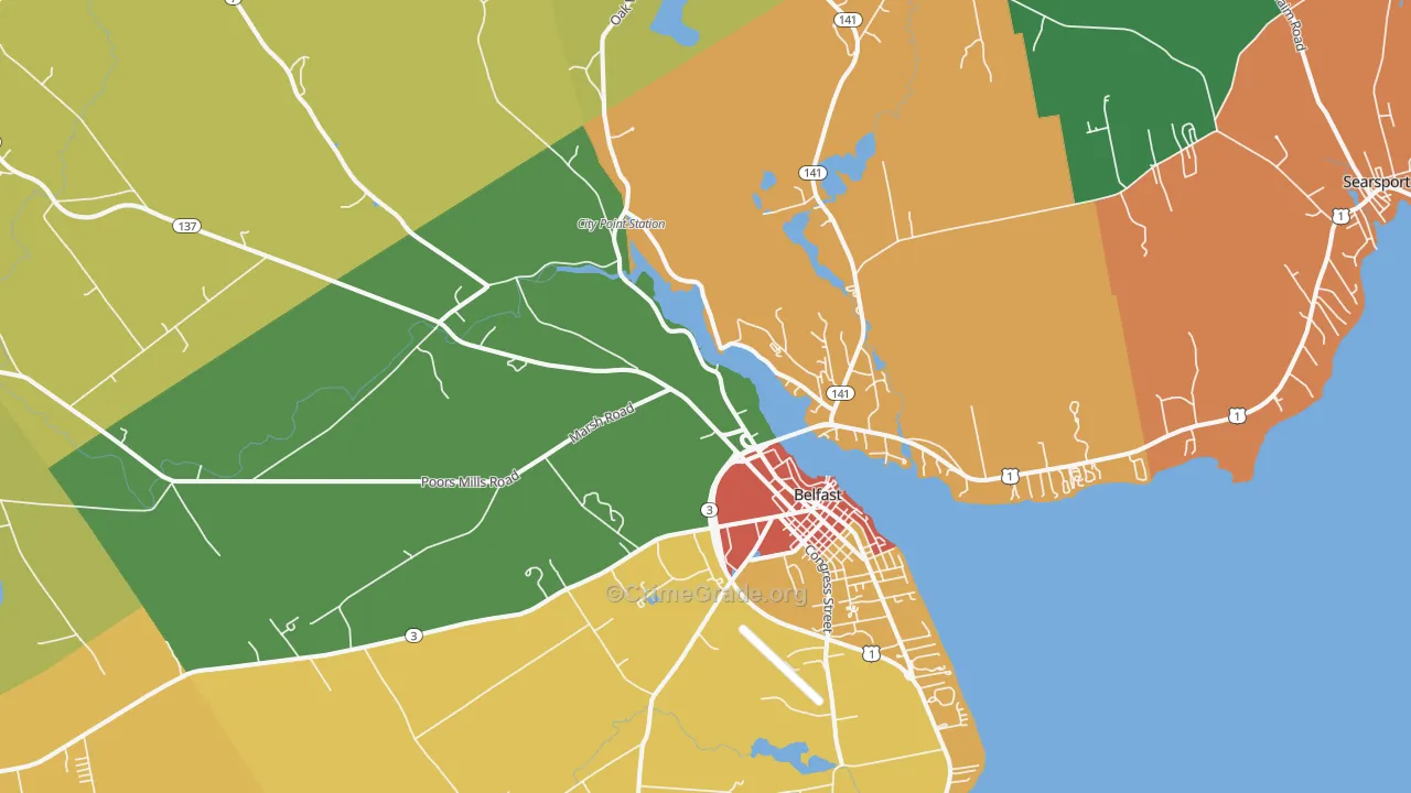Belfast, ME Map of Vandalism Rates