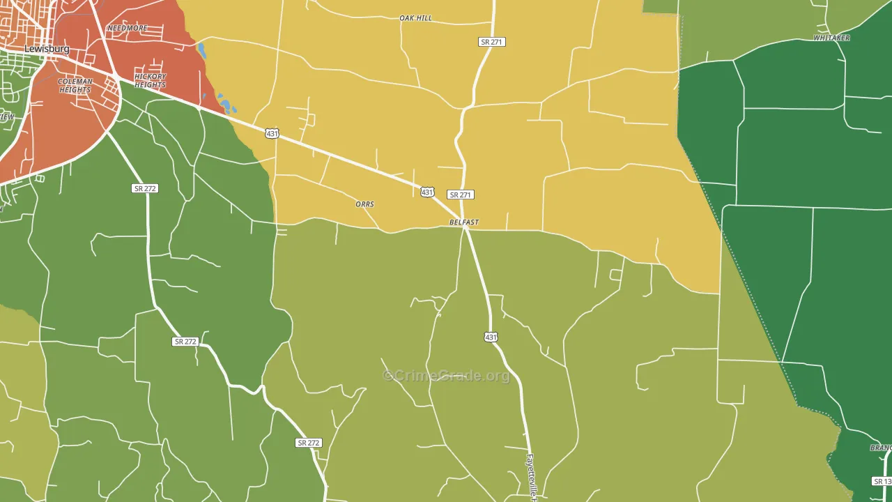 Belfast, TN Map of Vandalism Rates