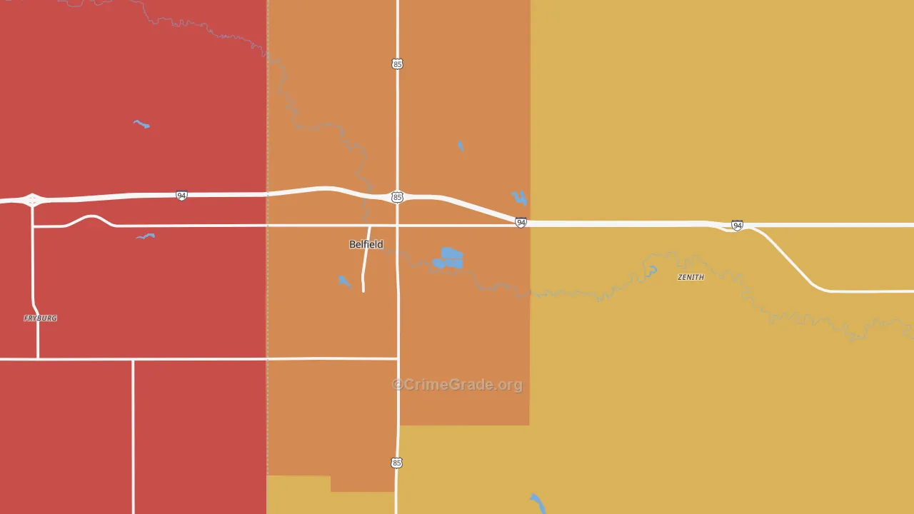 Belfield, ND Map of Vandalism Rates