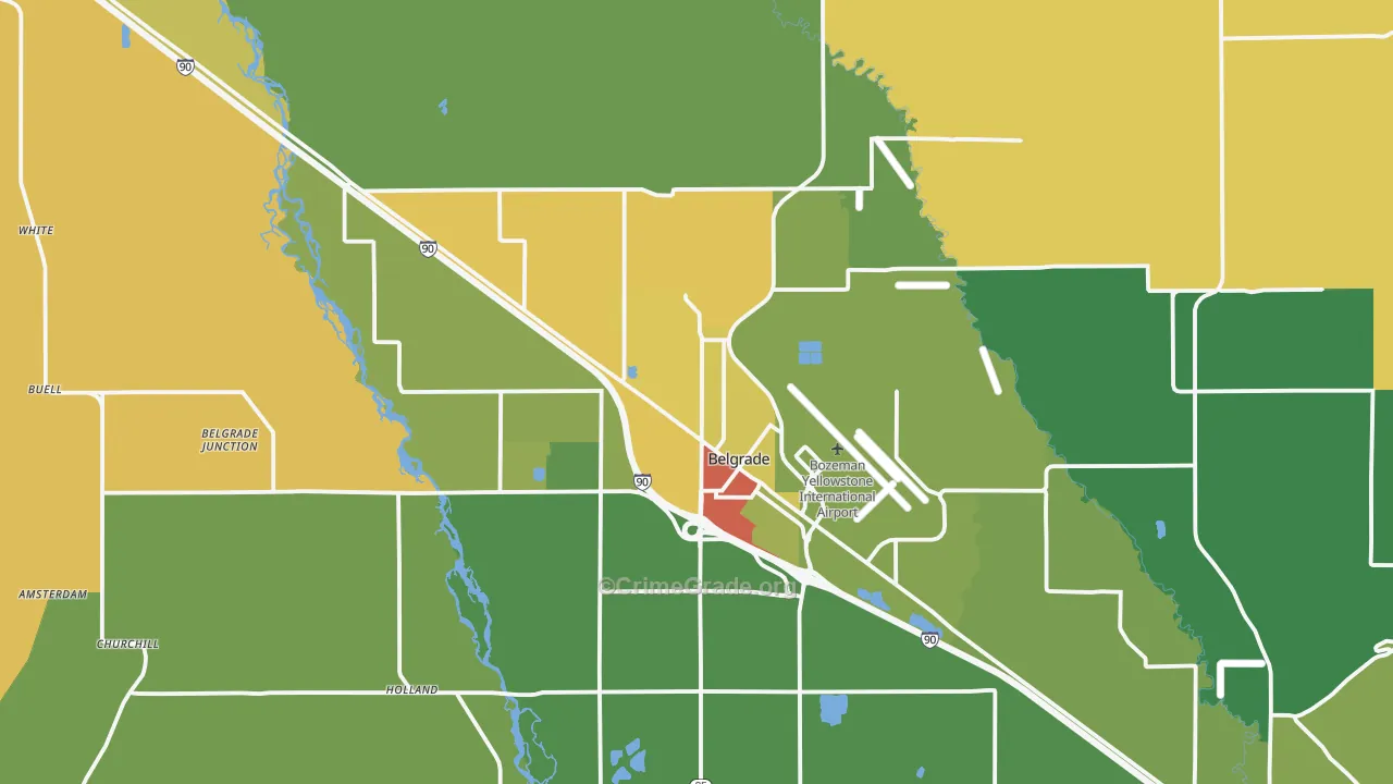 Belgrade, MT Map of Vandalism Rates