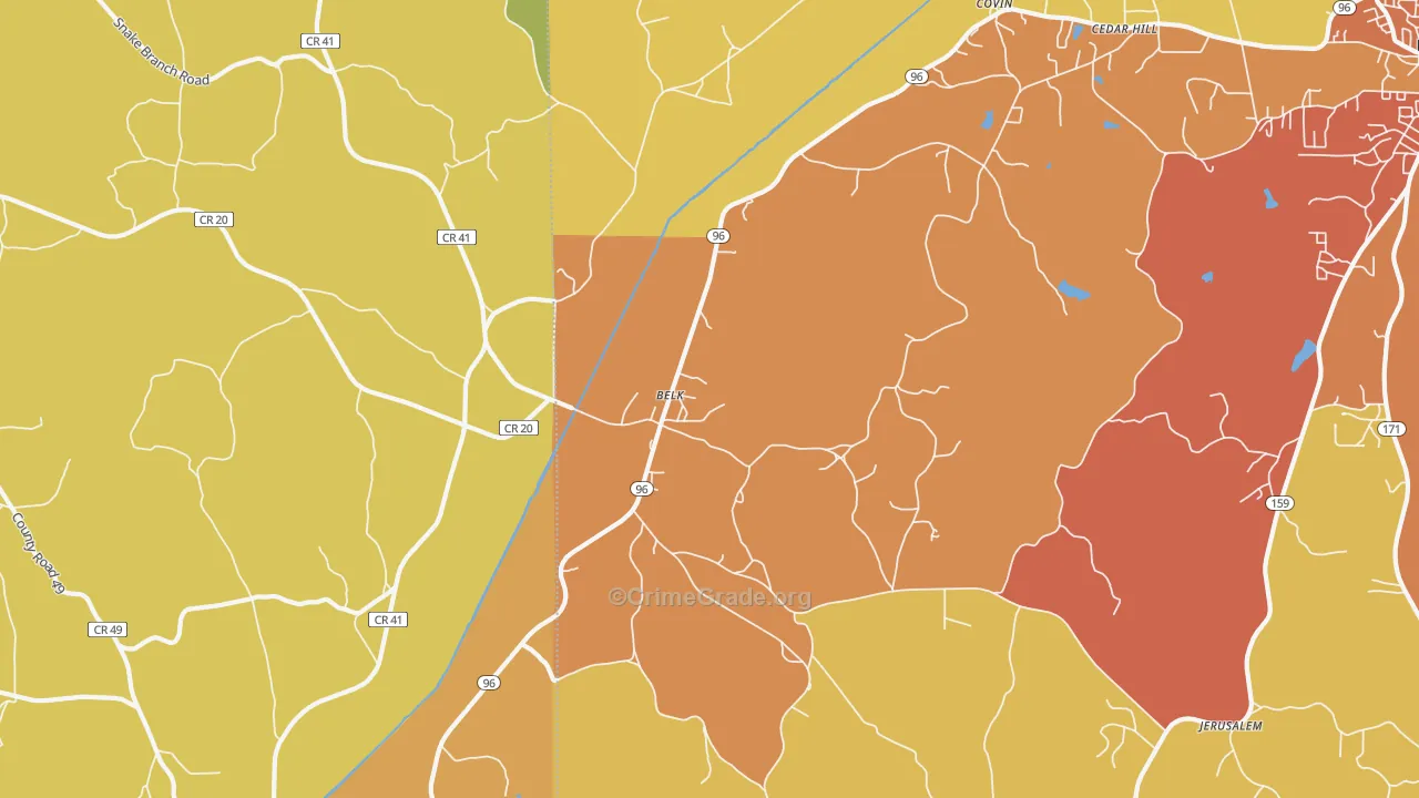 Belk, AL Map of Vandalism Rates