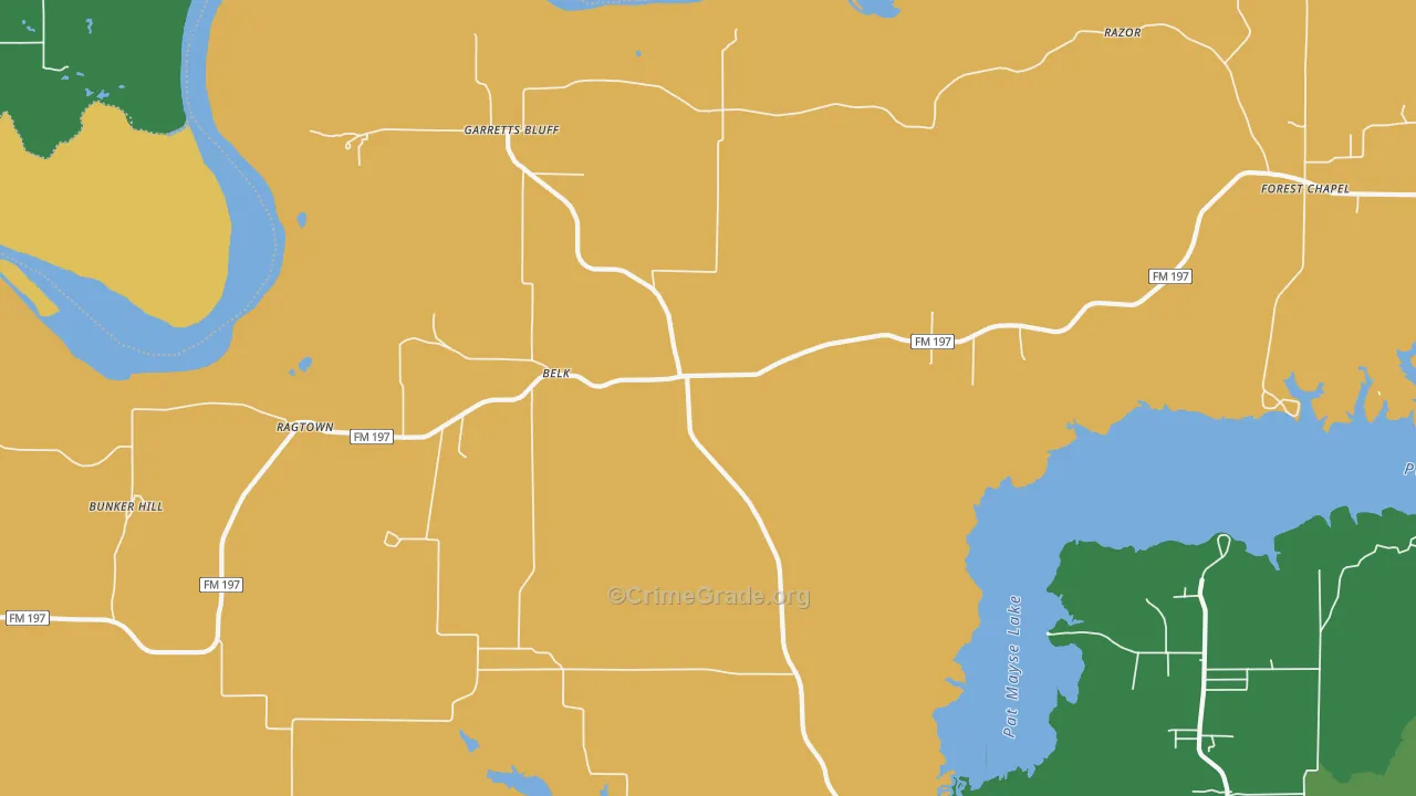 Belk, TX Map of Vandalism Rates