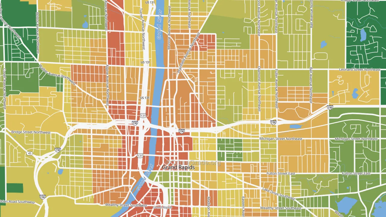 Belknap Lookout, Grand Rapids, MI Map of Vandalism Rates