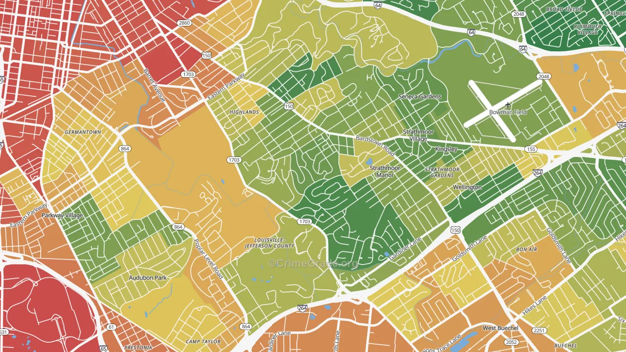 Belknap, Louisville, KY Map of Vandalism Rates