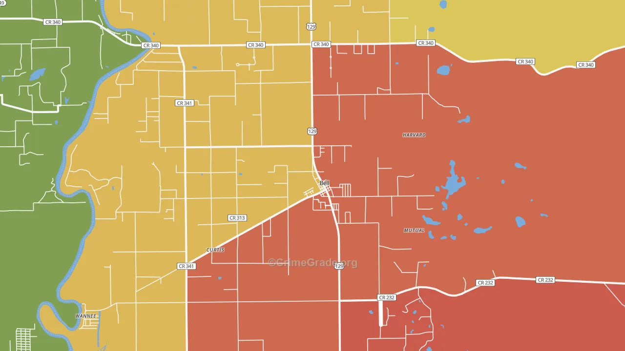 Bell, FL Map of Vandalism Rates