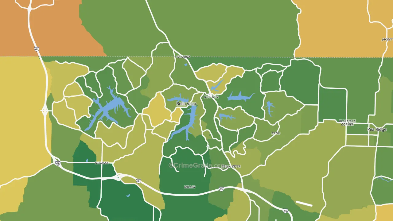Bella Vista, AR Map of Vandalism Rates