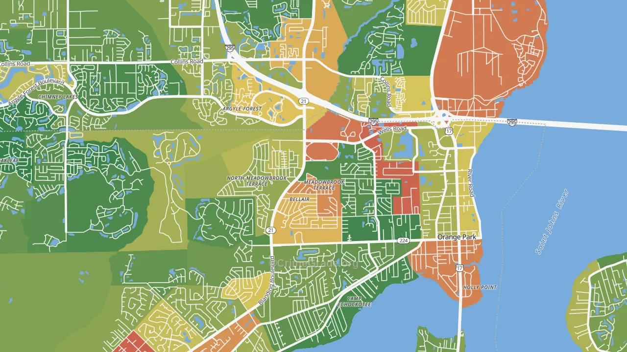 Bellair-Meadowbrook Terrace, FL Map of Vandalism Rates