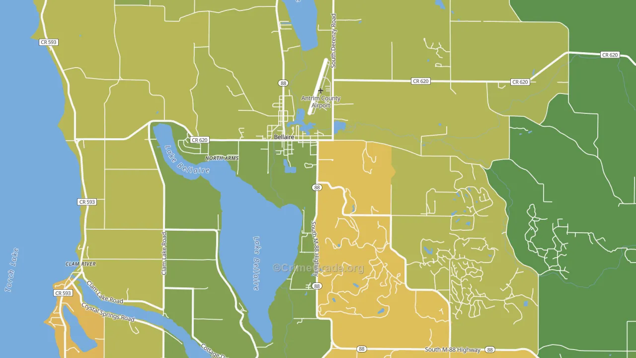 Bellaire, MI Map of Vandalism Rates