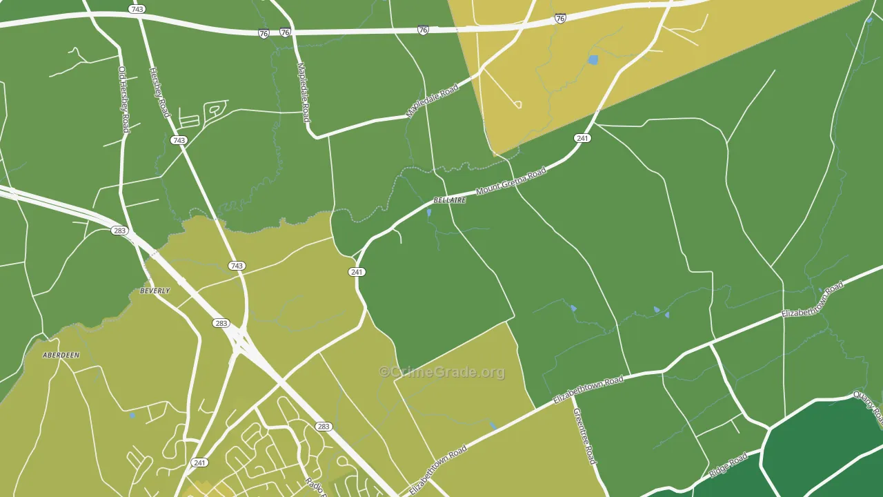 Bellaire, PA Map of Vandalism Rates