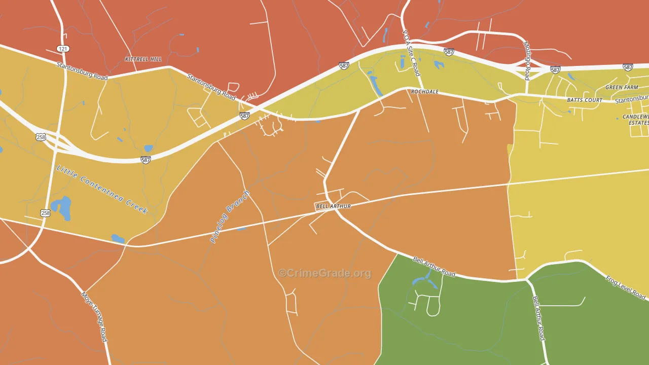 Bellarthur, NC Map of Vandalism Rates