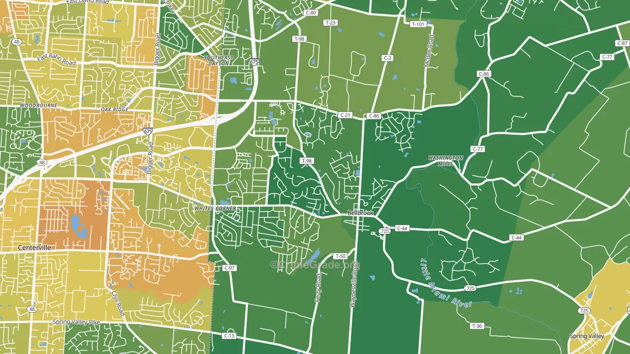 Bellbrook, OH Map of Vandalism Rates
