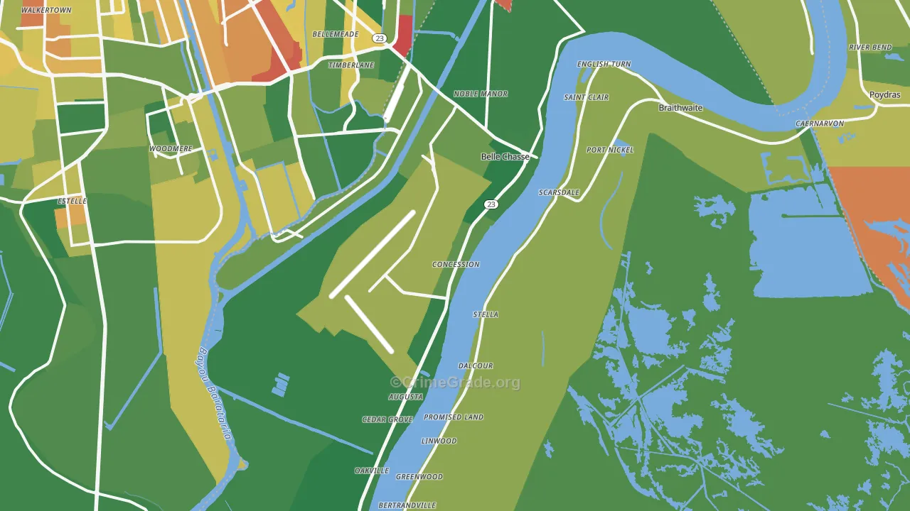 Belle Chasse, LA Map of Vandalism Rates