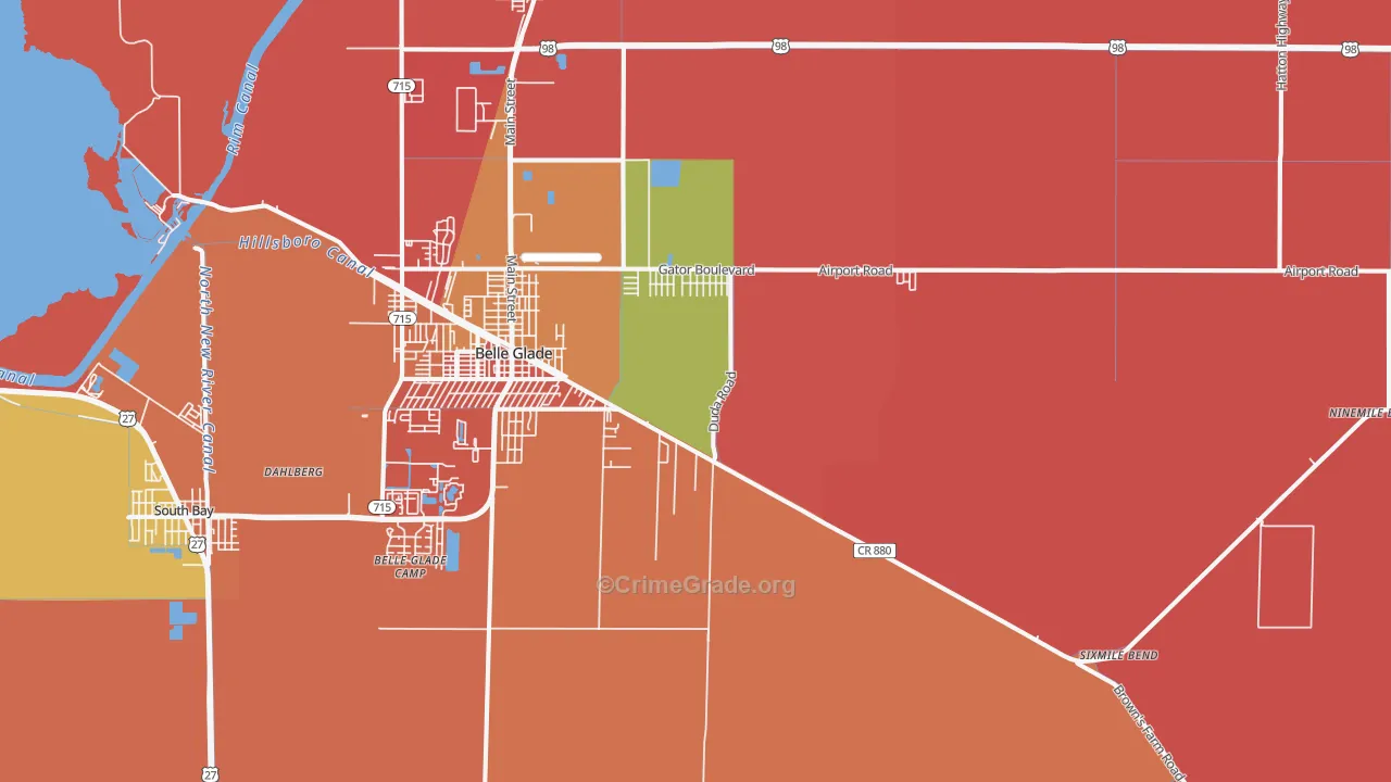 Belle Glade Camp, FL Map of Vandalism Rates