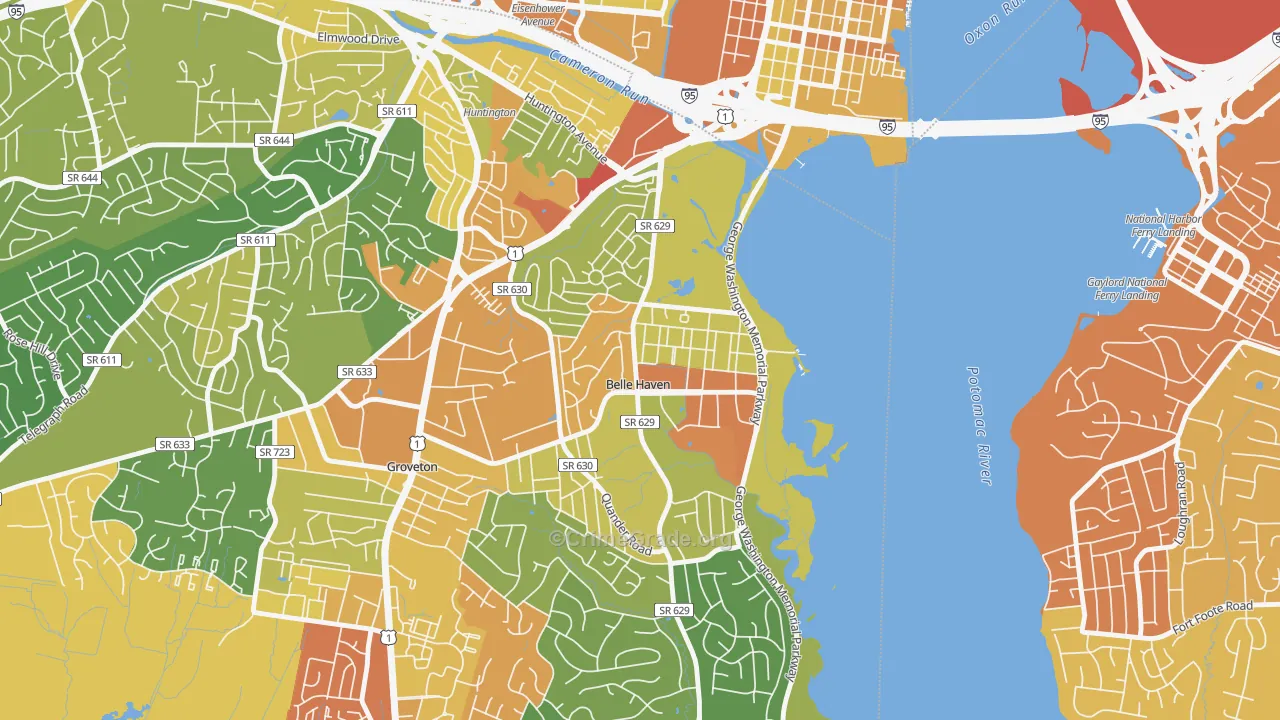 Belle Haven, Belle View, VA Map of Vandalism Rates