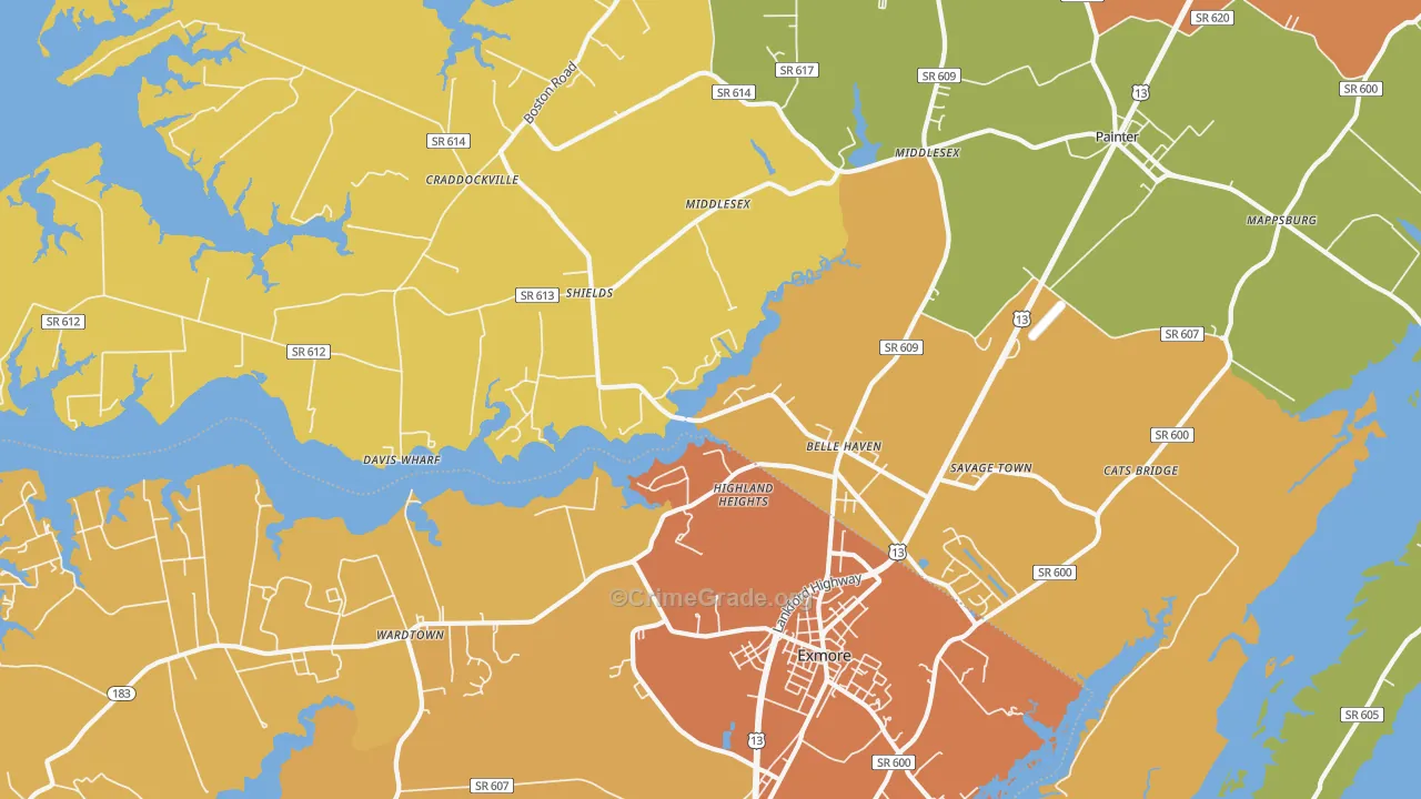 Belle Haven, VA Map of Vandalism Rates