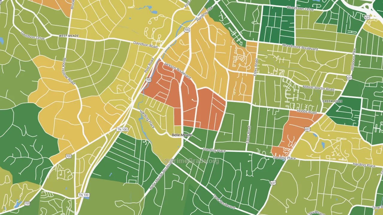 Belle Meade, TN Map of Vandalism Rates