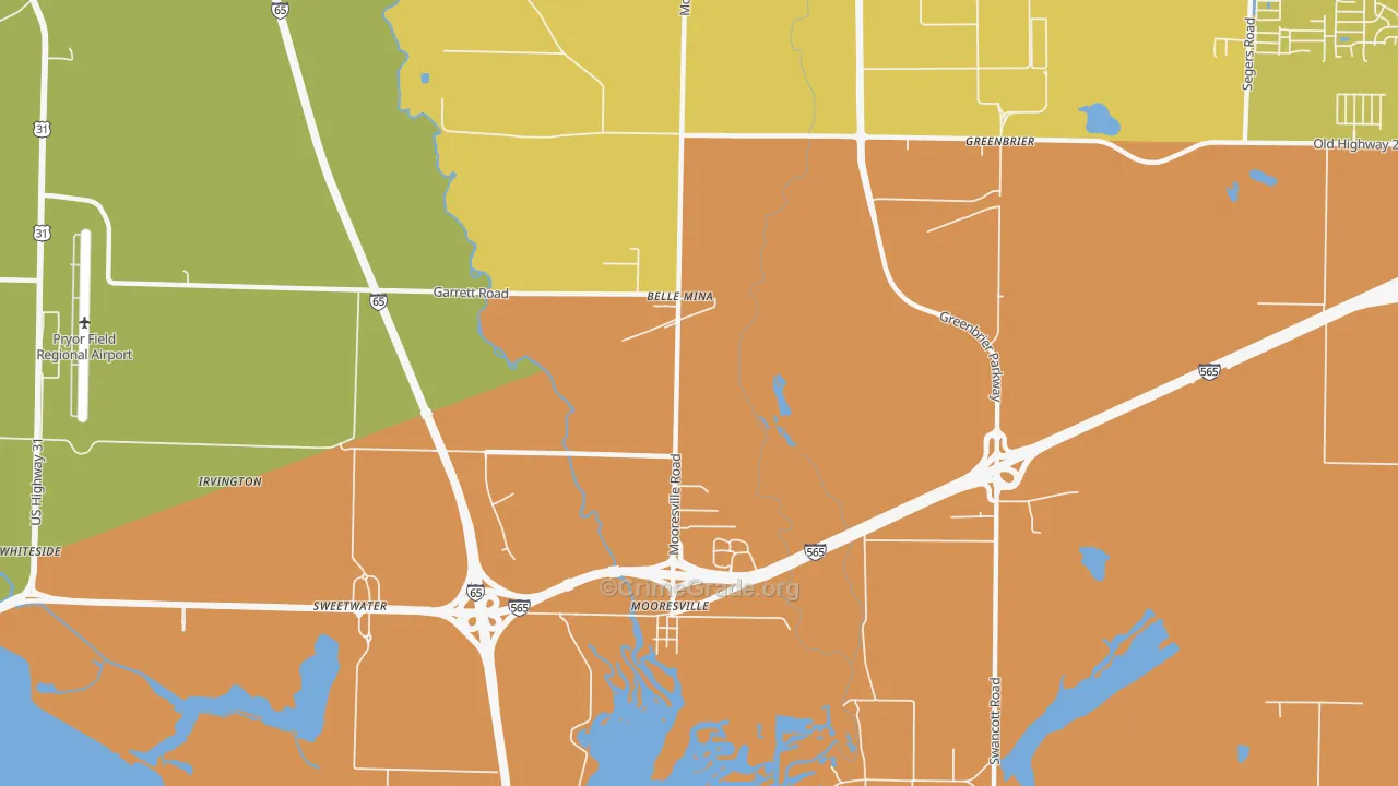 Belle Mina, AL Map of Vandalism Rates