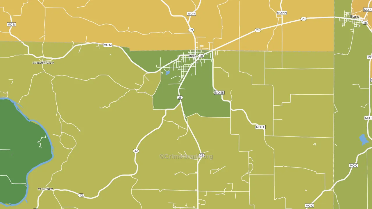 Belle, MO Map of Vandalism Rates