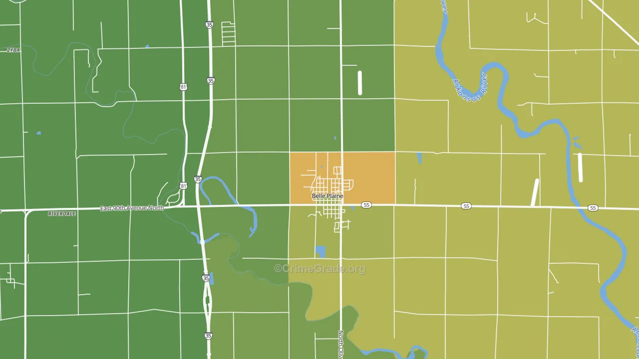 Belle Plaine, KS Map of Vandalism Rates