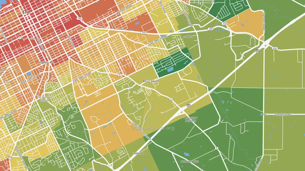 Belle Valley, Erie, PA Map of Vandalism Rates