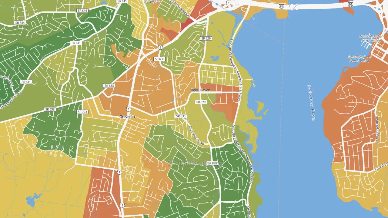 Belle View, VA Map of Vandalism Rates