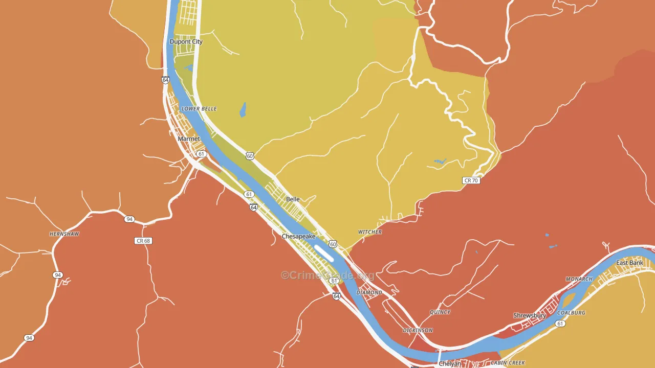 Belle, WV Map of Vandalism Rates