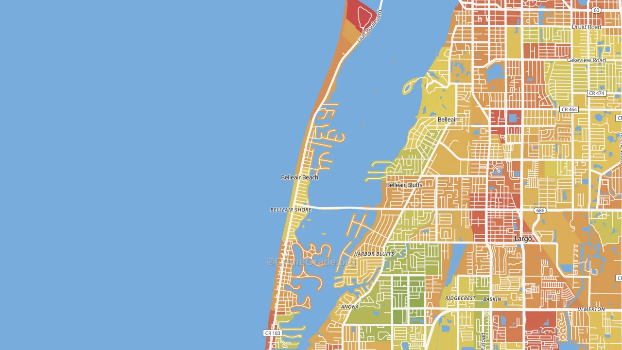Belleair Beach, FL Map of Vandalism Rates