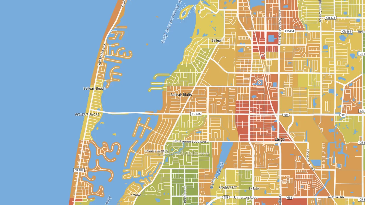 Belleair Bluffs, FL Map of Vandalism Rates