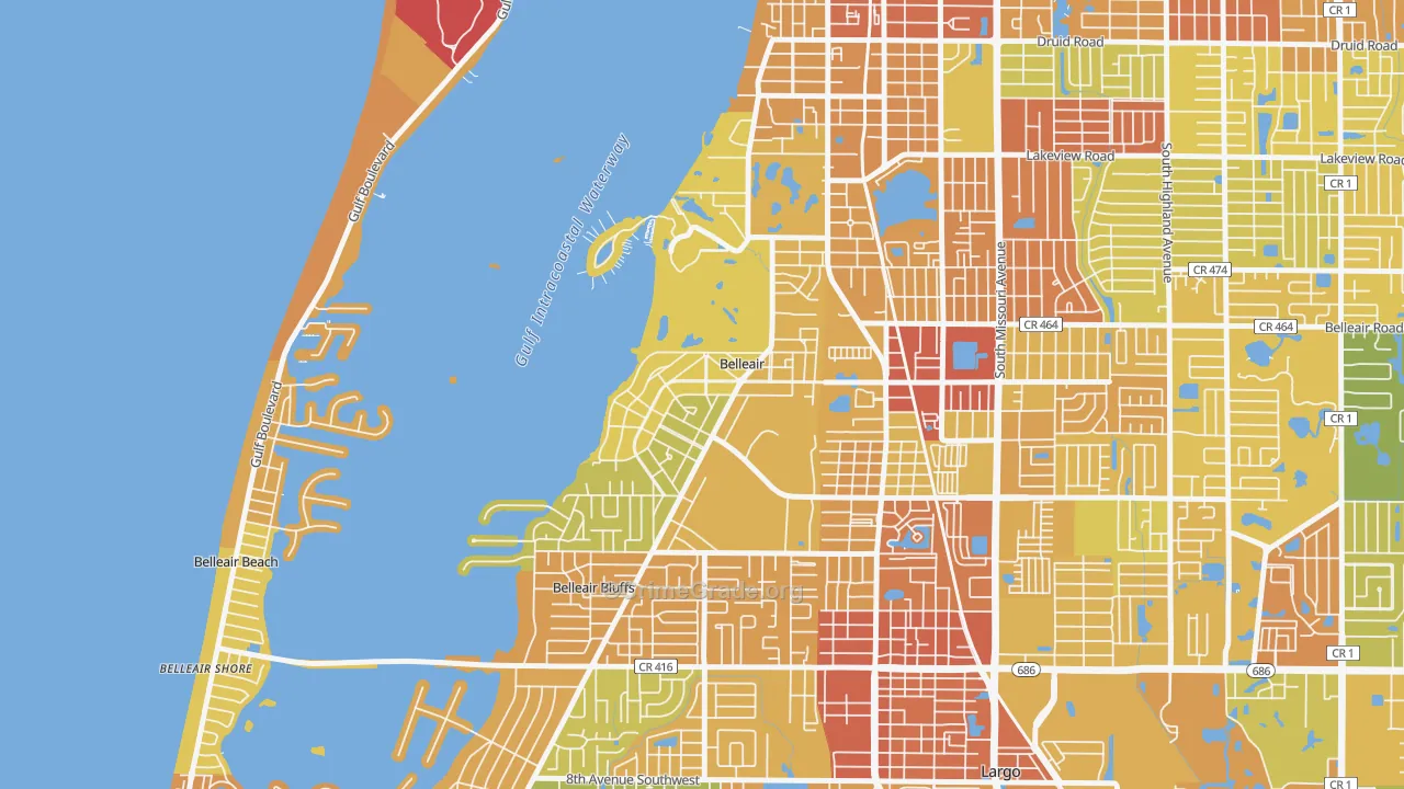 Belleair, FL Map of Vandalism Rates