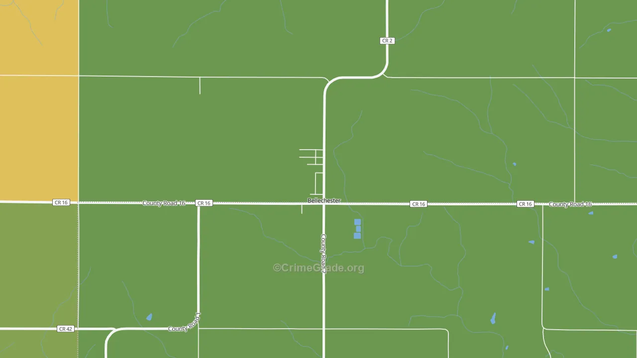 Bellechester, MN Map of Vandalism Rates