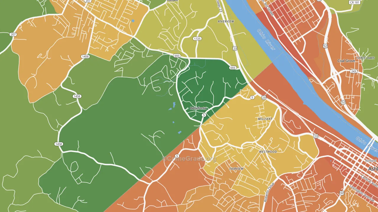 Bellefonte, KY Map of Vandalism Rates