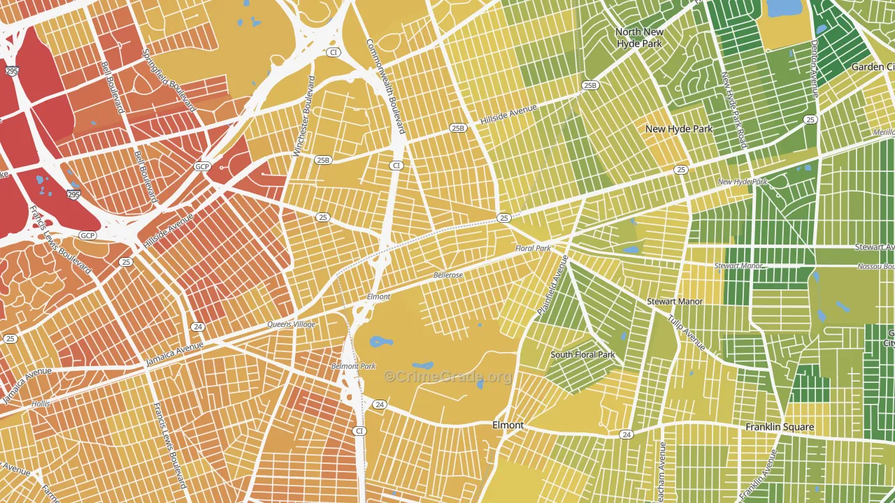 Bellerose, NY Map of Vandalism Rates
