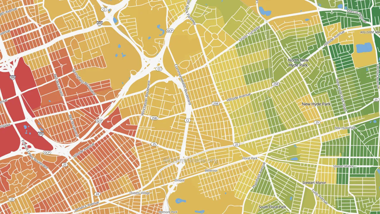Bellerose, Queens, NY Map of Vandalism Rates