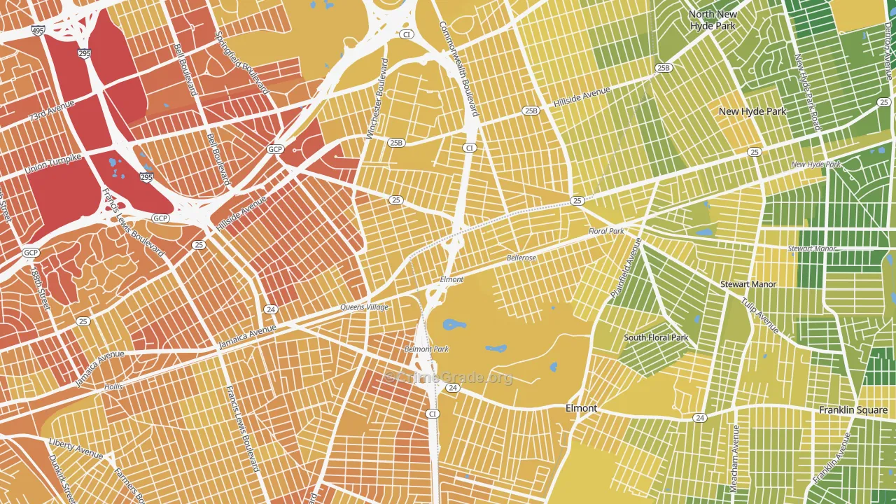 Bellerose Terrace, NY Map of Vandalism Rates