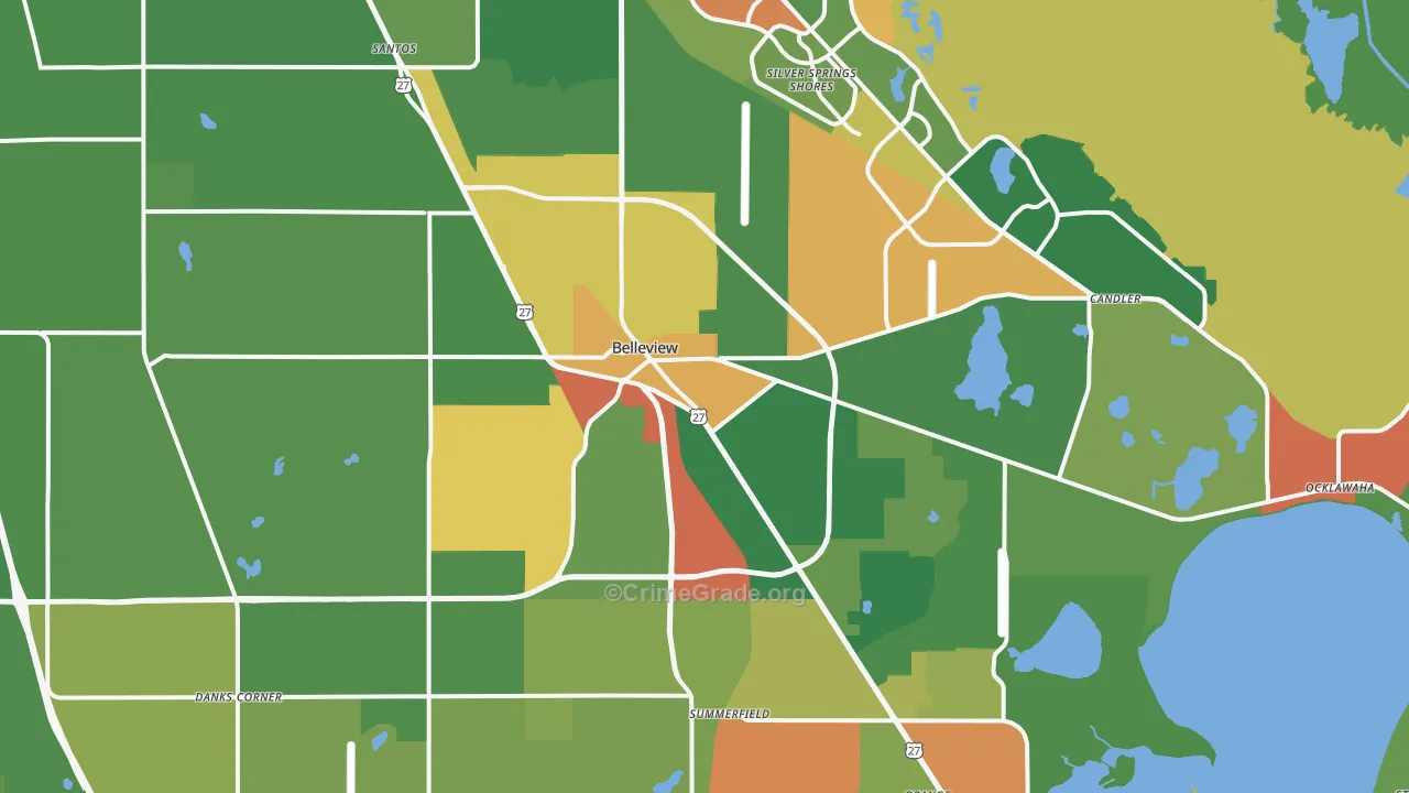 Belleview, FL Map of Vandalism Rates