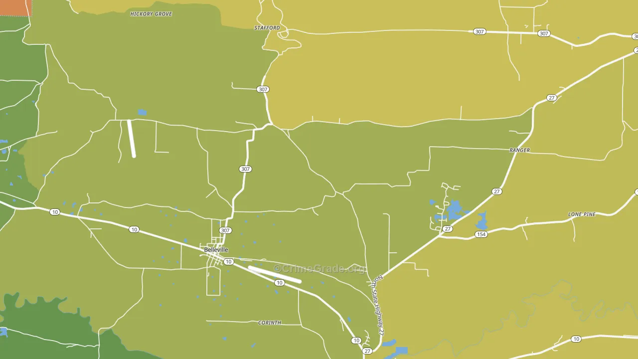 Belleville, AR Map of Vandalism Rates