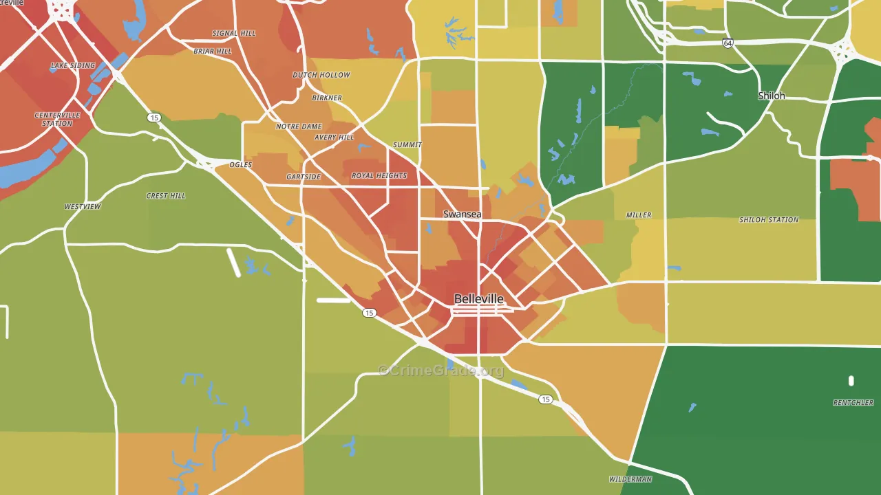 Belleville, IL Map of Vandalism Rates