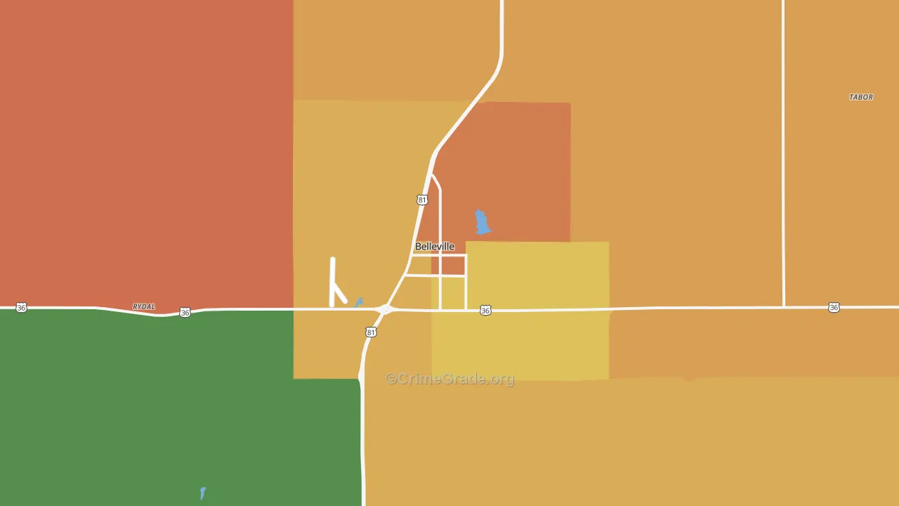 Belleville, KS Map of Vandalism Rates