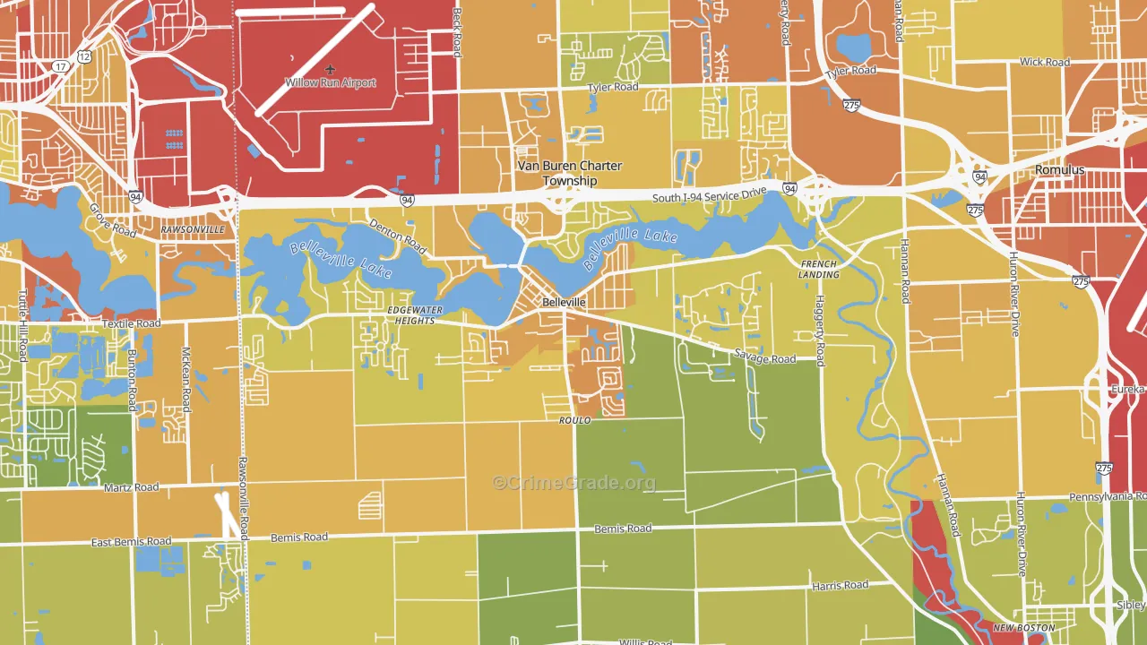 Belleville, MI Map of Vandalism Rates