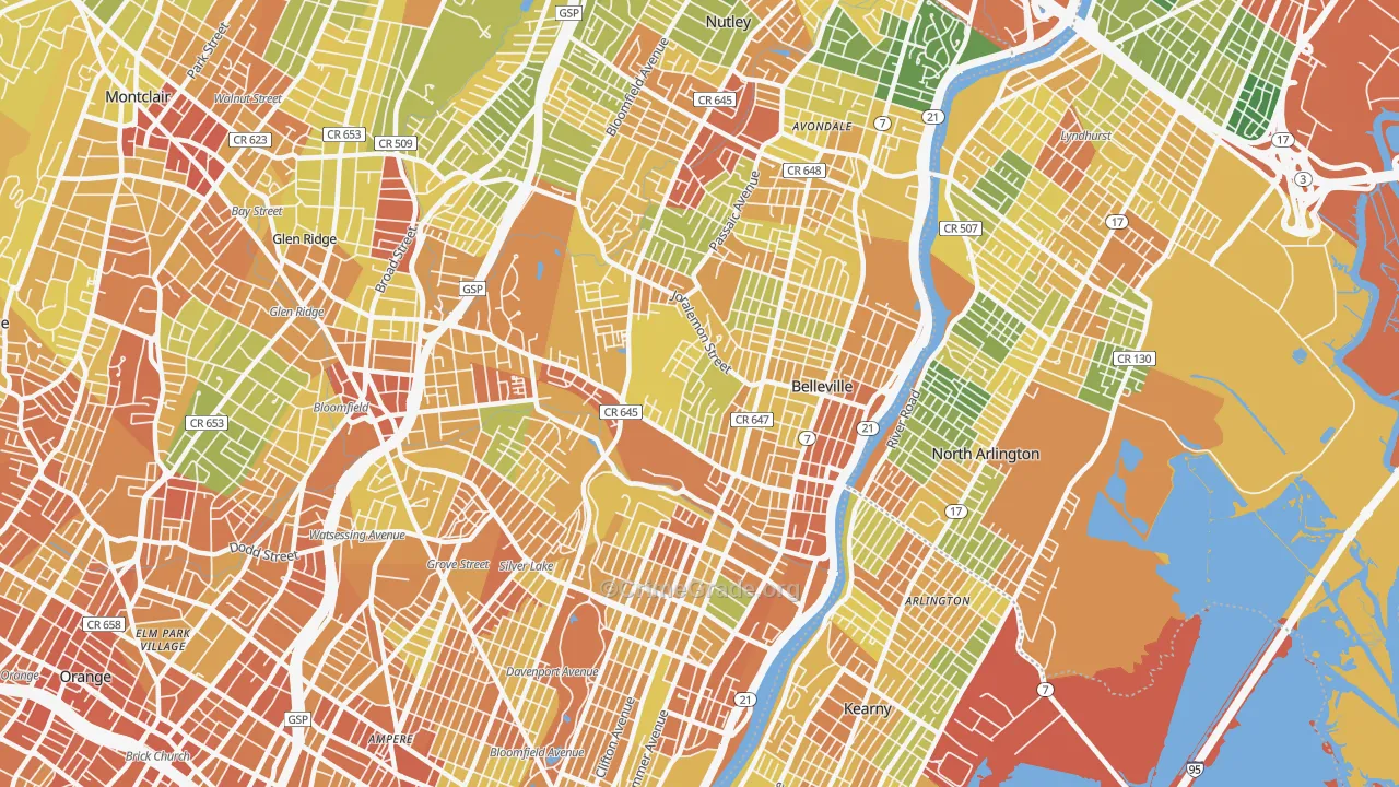 Belleville, NJ Map of Vandalism Rates