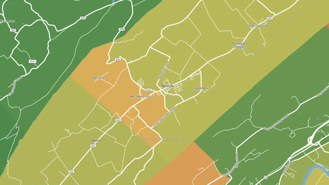 Belleville, PA Map of Vandalism Rates