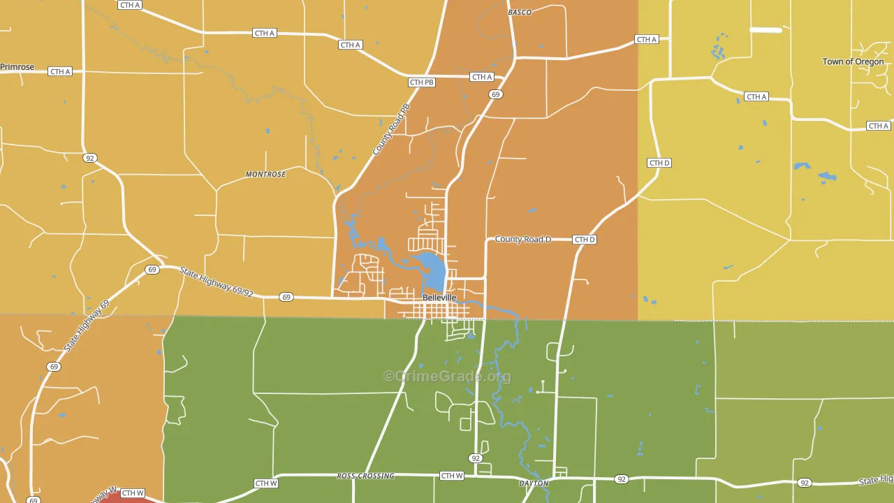 Belleville, WI Map of Vandalism Rates